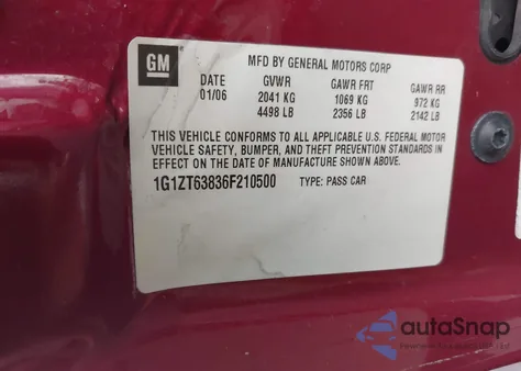 2006 Chevrolet Malibu Maxx Lt from USA, damaged, VIN 1G1ZT63836F210500